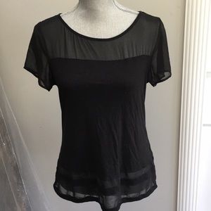 Black shirt with sheer sections